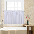 CAROMIO Cafe Curtains 30 Inch Length, Waffle Woven Textured Small Tier Curtains for Kitchen Bathroom Window Curtainss Short, Whi