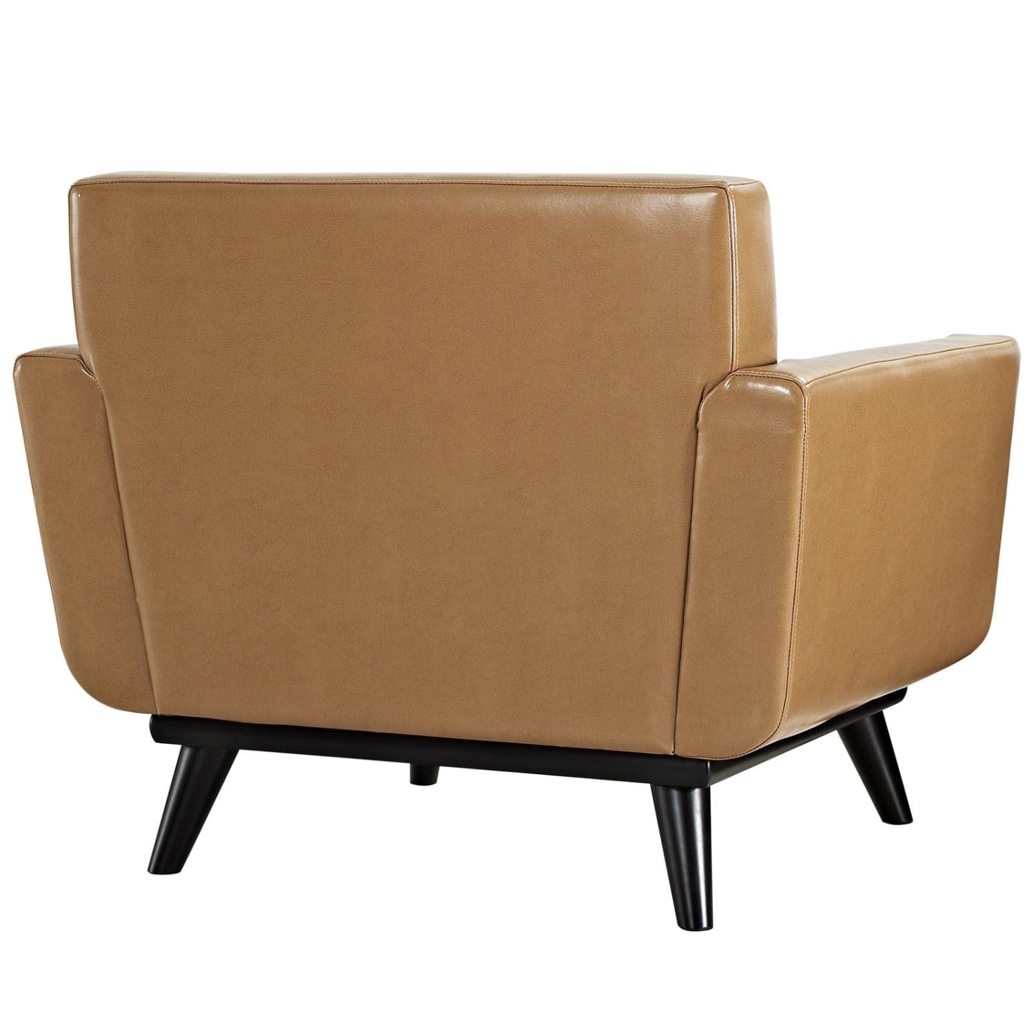 Modway Engage Mid-Century Modern Upholstered Two Armchair Set, Tan Leather