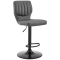 HomeRoots Plywood, Metal, Faux Leather Gray Faux Leather Textured Adjustable Bar Stool