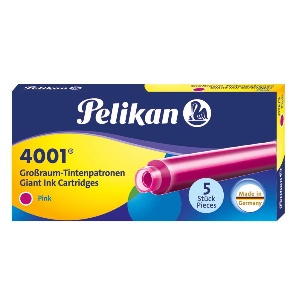 Pelikan 4001 Gtp/5 Ink Cartridges For Fountain Pens, Pink, 1.4Ml, 5 Pack (310672)