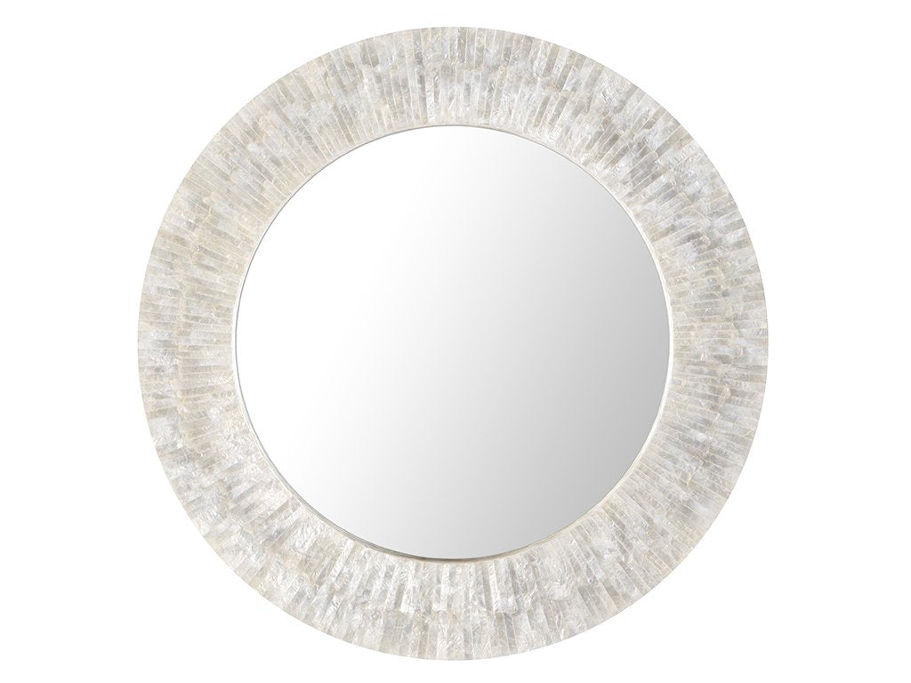 KOUBOO 1040142, Pearlescent White Round Capiz Seashell Sunray Wall Mirror