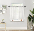 Pi Tier Sheer Curtains With Rod Pocket,Light Voile Home Decoration For Kitchen/Small Window 2 Panels(Beige,W42Xl30)