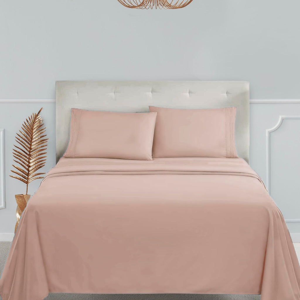 Clara Clark Bed Sheets, Premier 1800 Series 4 Piece Bed Sheet Set, Deep Pocket, Wrinkle, Fade, Stain Resistant, Luxury Soft Bedding Sheets & Pillowcases, Twin, Peach