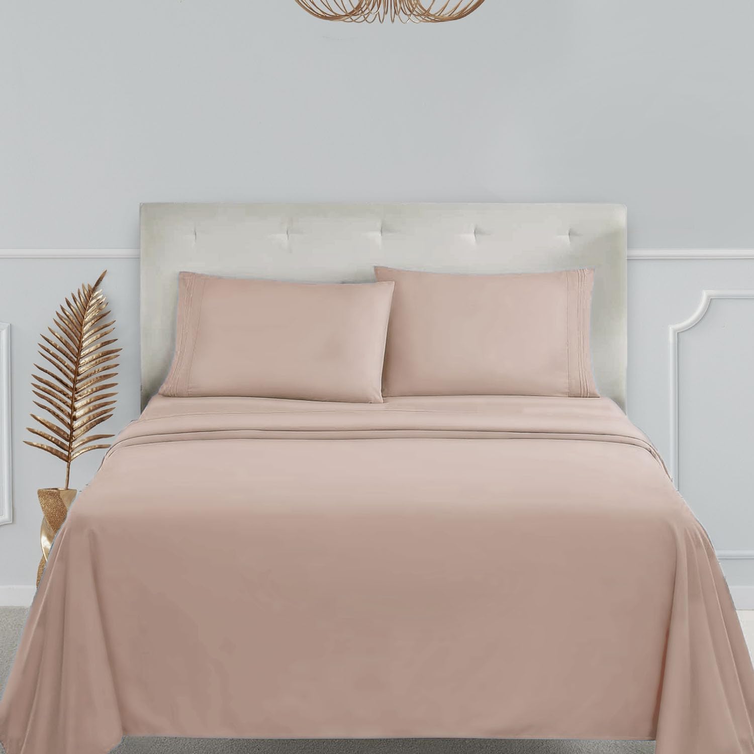 Clara Clark Bed Sheets, Premier 1800 Series 4 Piece Bed Sheet Set, Deep Pocket, Wrinkle, Fade, Stain Resistant, Luxury Soft Bedding Sheets & Pillowcases, Twin, Peach