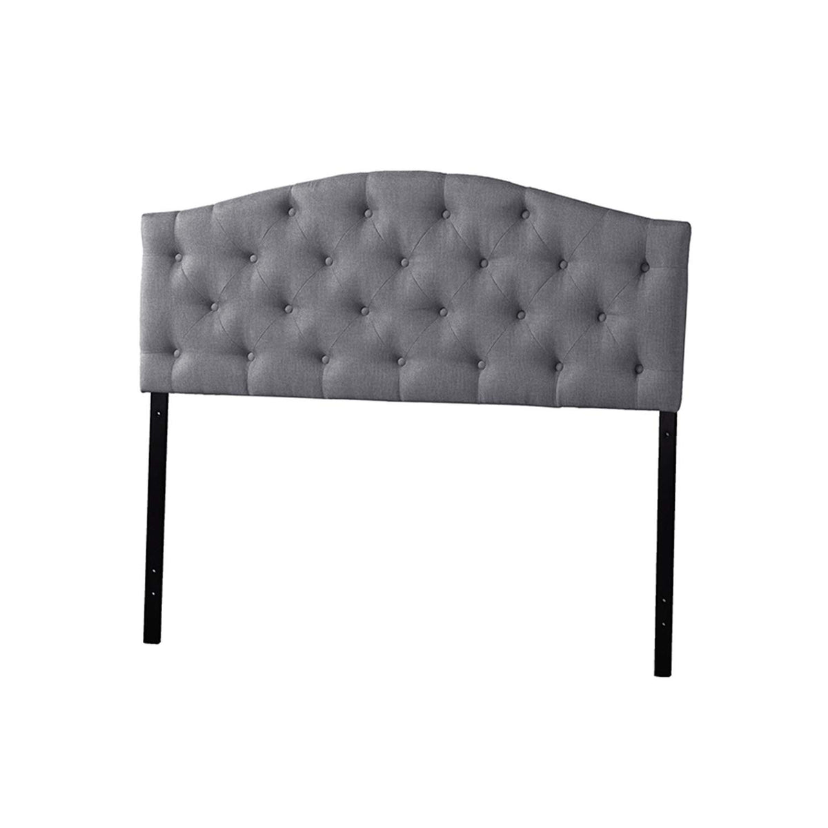 Baxton Studio Myra Modern and Contemporary Fabric Upholstered Button-Tufted Scalloped Headboard Grey/Twin