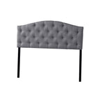 Baxton Studio Myra Modern and Contemporary Fabric Upholstered Button-Tufted Scalloped Headboard Grey/Twin