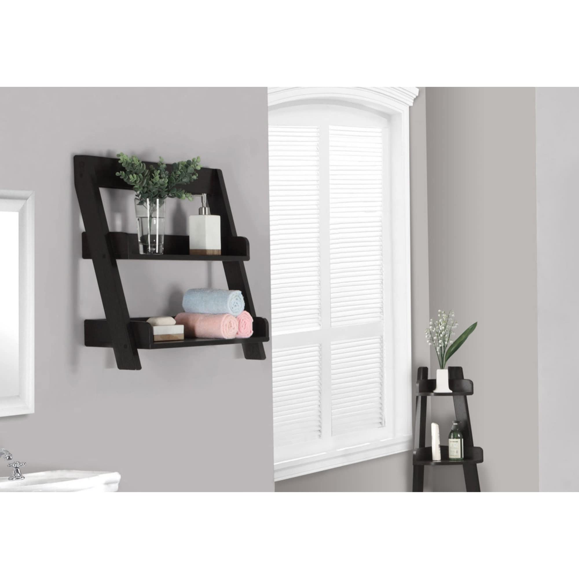 Monarch Specialties Cappuccino Wall Mount Shelf, 24-Inch