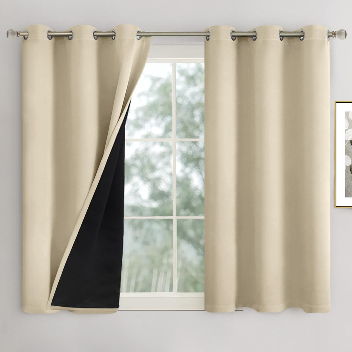 Quemas Short Blackout Curtains 54 Inch Length 2 Panels, 100% Light Blocking Thermal Insulated Soundproof Grommet Small Window Cu