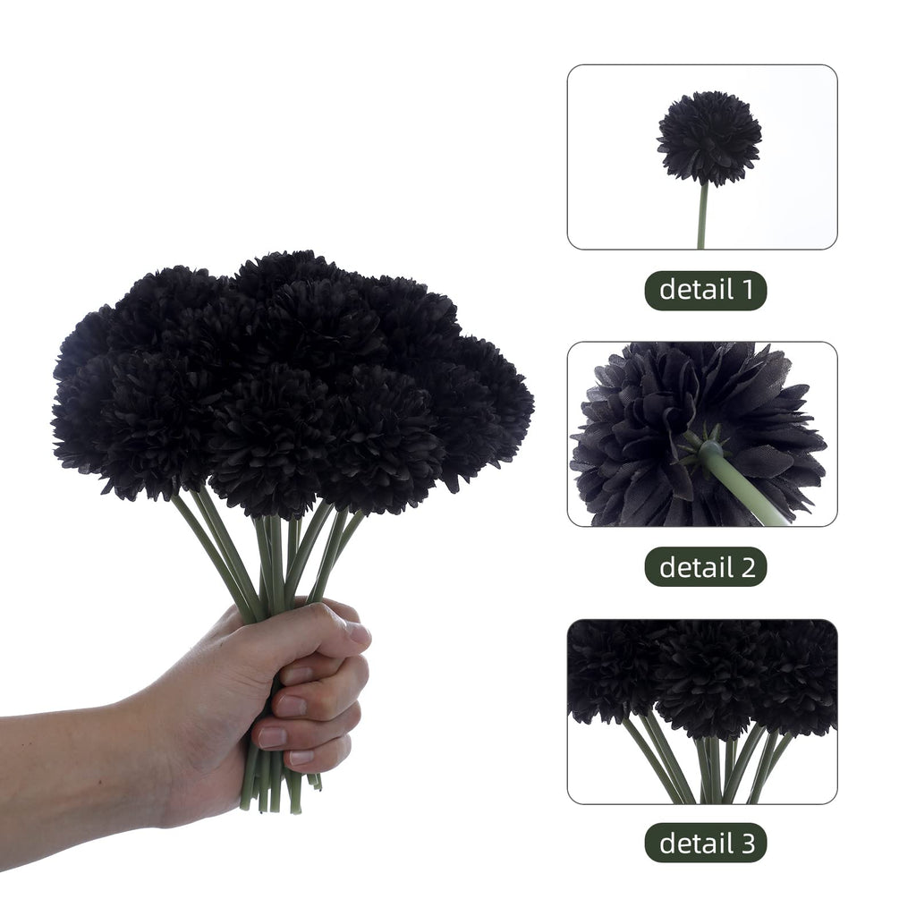 Kimura'S Cabin Fake Flowers 15Pcs Artificial Silk Hydrangea Chrysanthemum Ball Flowers Bouquets For Home Dining Table Core Party