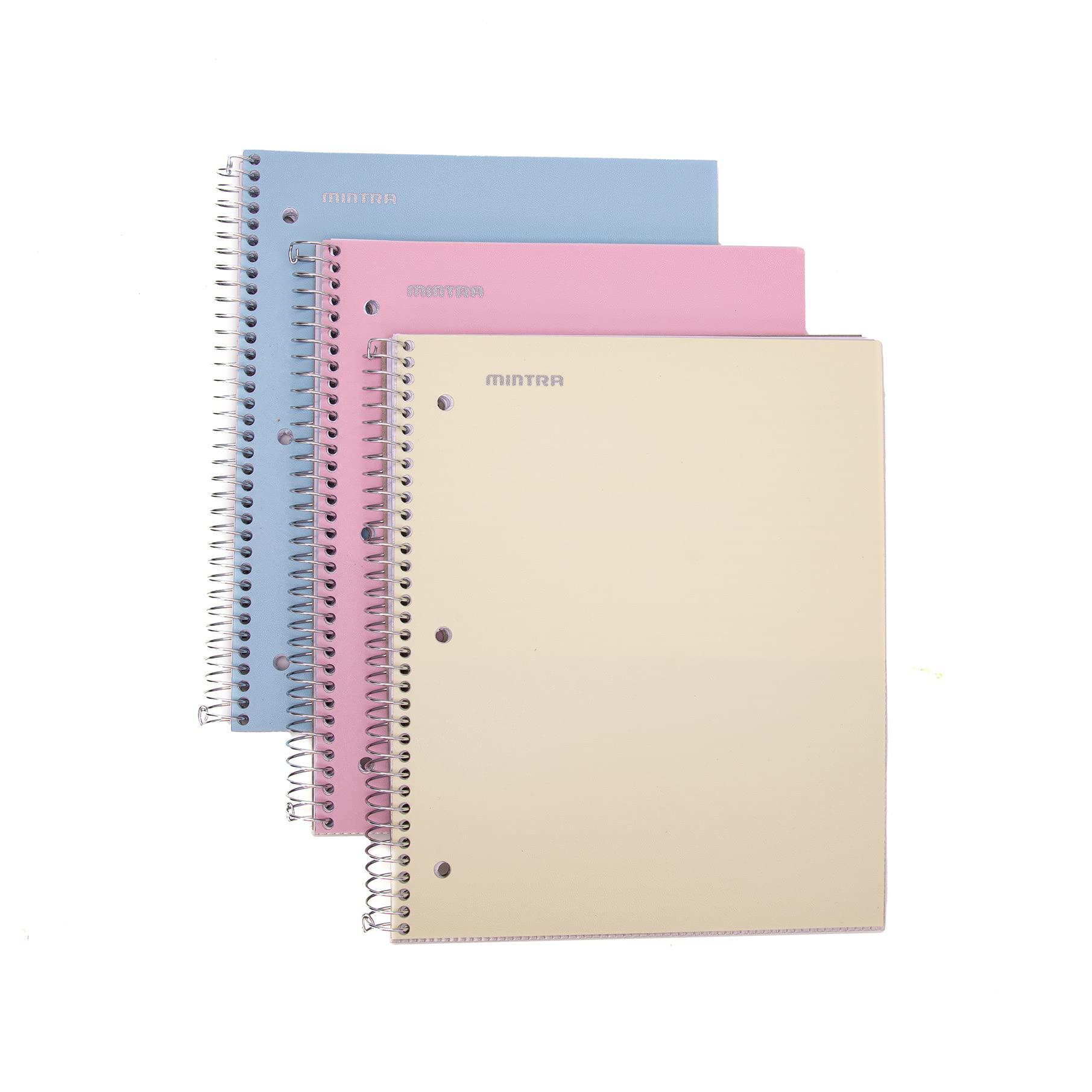 Mintra Office Durable Spiral Notebooks, 1 Subject, (Spring Pink, Sun Yellow, Arctic Ice, College Ruled 3Pk)