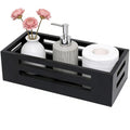 Black Bathroom Basket Wooden Toilet Tank Paper Basket with Handles-Black Decor Box-Home&Bathroom Storage Organizer