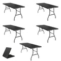 BTExpert Set of 5, Fold-in-Half Folding Utility Table 6 Feet 72x 29.5 Lightweight Portable Carrying Handle Indoor Outdoor Picnic