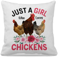 Nogrit Chicken Pillow Covers,Just A Girl Who Loves Chickens, Chicken Throw Pillow Cover 18X18, Chicken Themed Gifts,Chicken Deco