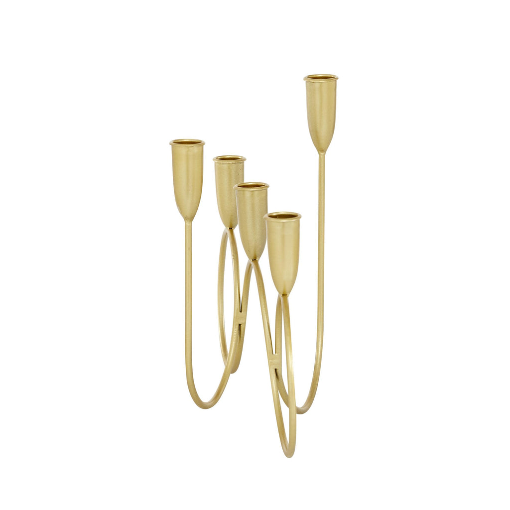 Cosmoliving By Cosmopolitan Metal Candelabra, 15'' X 5'' X 11'', Gold