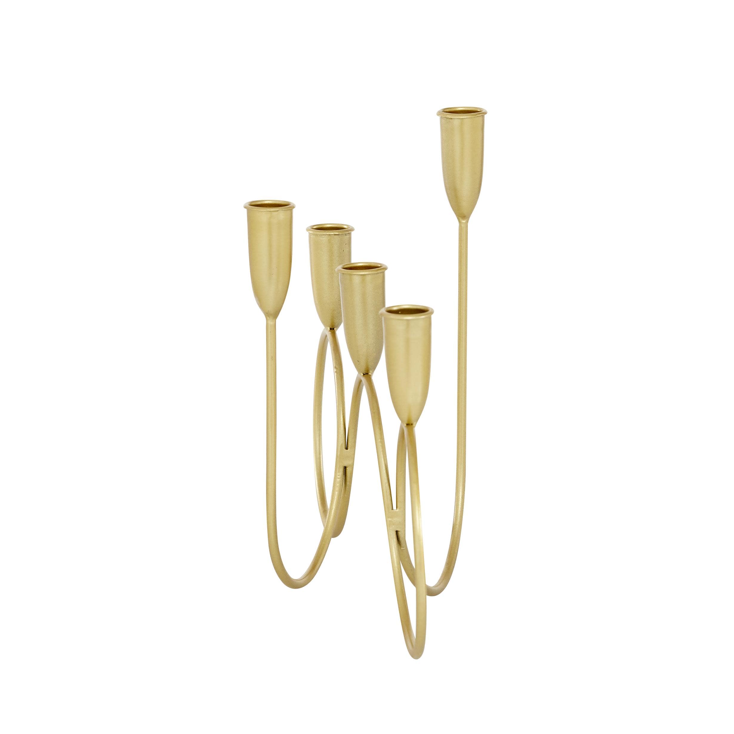 Cosmoliving By Cosmopolitan Metal Candelabra, 15'' X 5'' X 11'', Gold