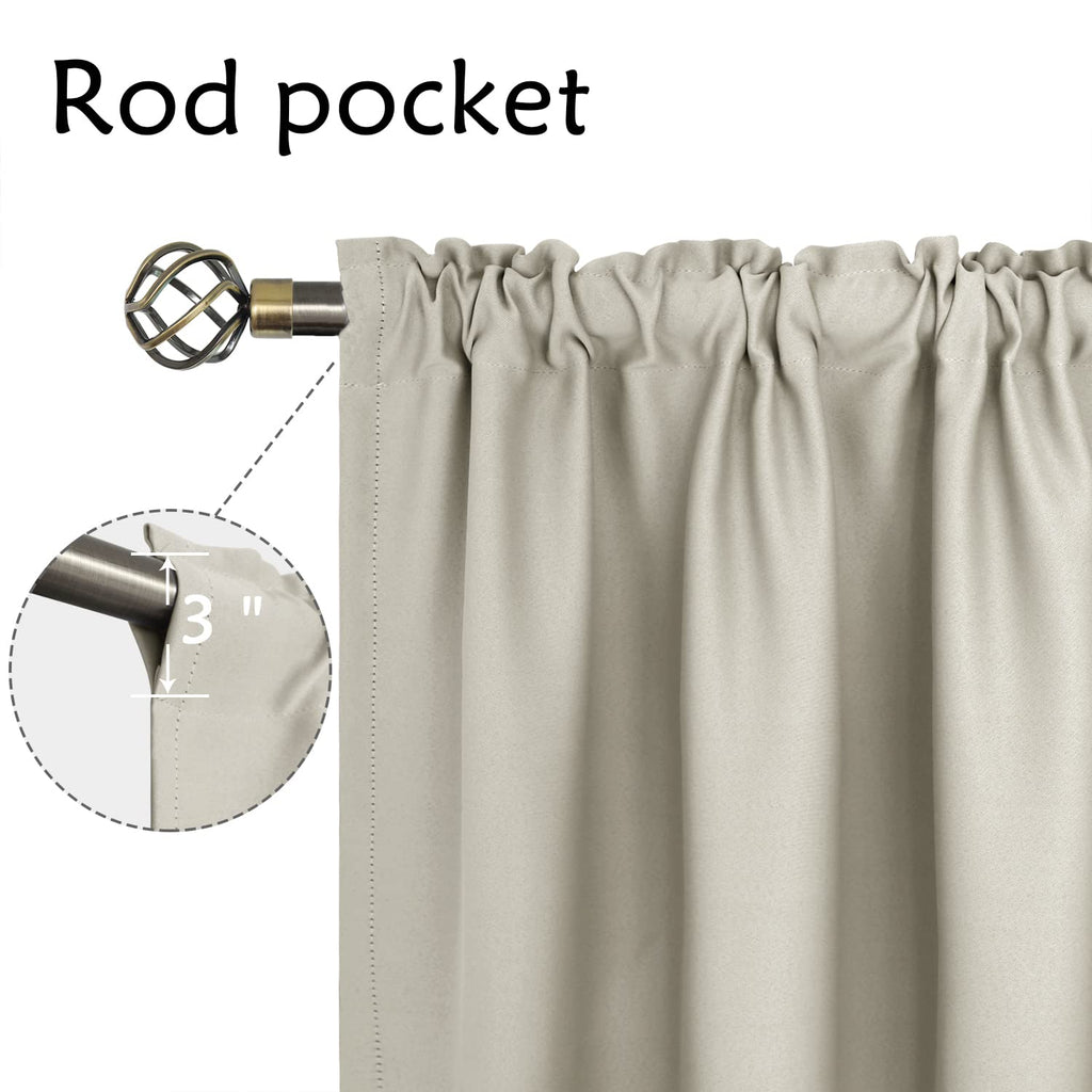 Bgment Rod Pocket Blackout Curtains For Bedroom - Thermal Insulated Room Darkening Curtain For Living Room, Light Camel, 52 X 63 Inch, 2 Panels