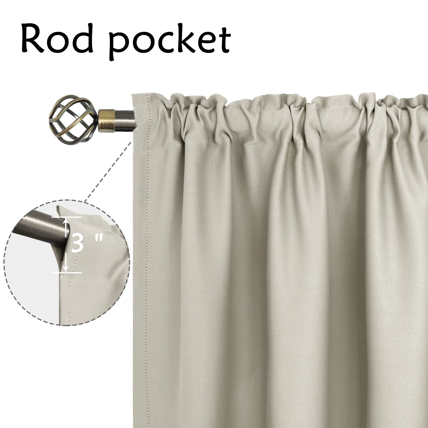 Bgment Rod Pocket Blackout Curtains For Bedroom - Thermal Insulated Room Darkening Curtain For Living Room, Light Camel, 52 X 63 Inch, 2 Panels