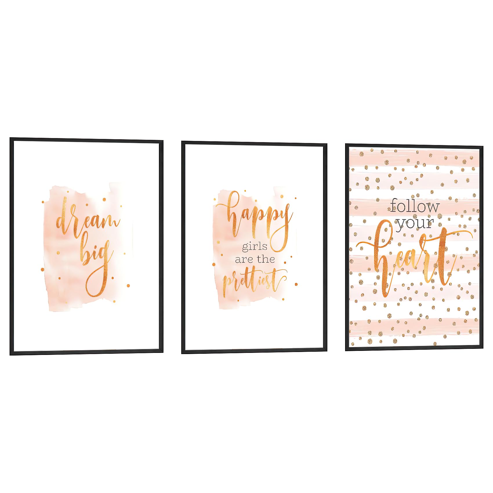 Set of 3 Canvas Wall Art Pictures Poster Print Frames with Inspirational Positive Quotes for Teen Girls Room Decor Modern Nordic