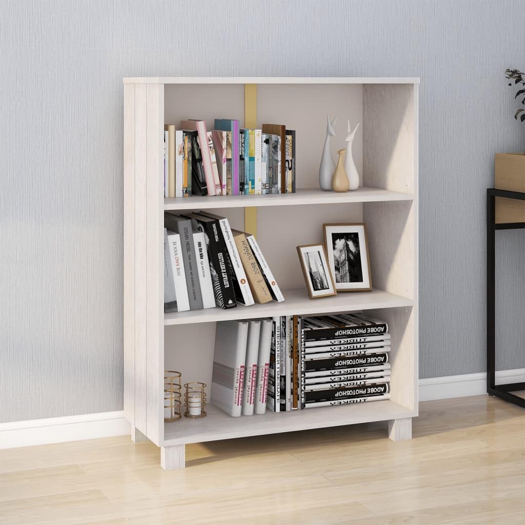 vidaXL Book Cabinet White 33.5&quot;x13.8&quot;x13.8&quot; Solid Wood Pine