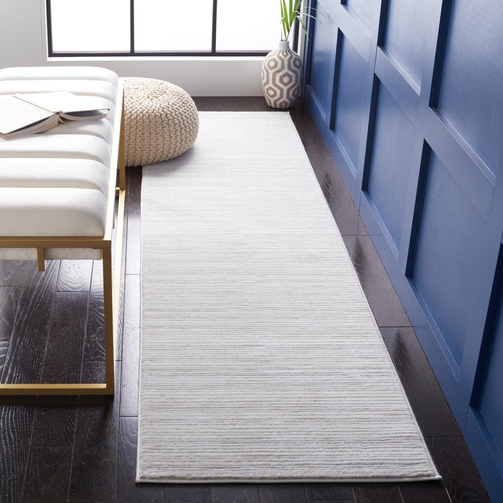 SAFAVIEH Vision Collection Runner Rug - 22 Runner, Ivory Grey, Contemporary Design, Stain Resistant, Ideal for High Traffic Are