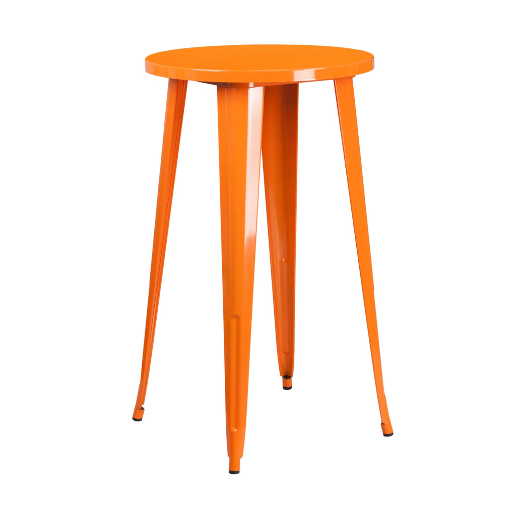 Flash Furniture James Commercial Grade 24" Round Orange Metal Indoor-Outdoor Bar Height Table