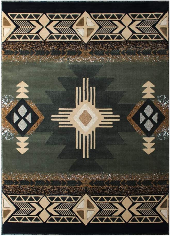 YHSF South West Native American Area Rug C318 (Sage Green, 3 Feet 10 Inches x 5 Feet 2 Inches)