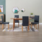 vidaXL Set of 4 Dining Chairs in Chic Gray Faux Suede Leather - Trendy and Comfortable with Strong Wooden Frame, Perfect for Modern Kitchen or Dining Room Decor