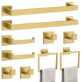 TNOMS Brushed Gold 10 Pieces Bathroom Hardware Accessories Set Towel Bar Set Towel Holder&Racks Set for Bathroom,SUS304 Stainles
