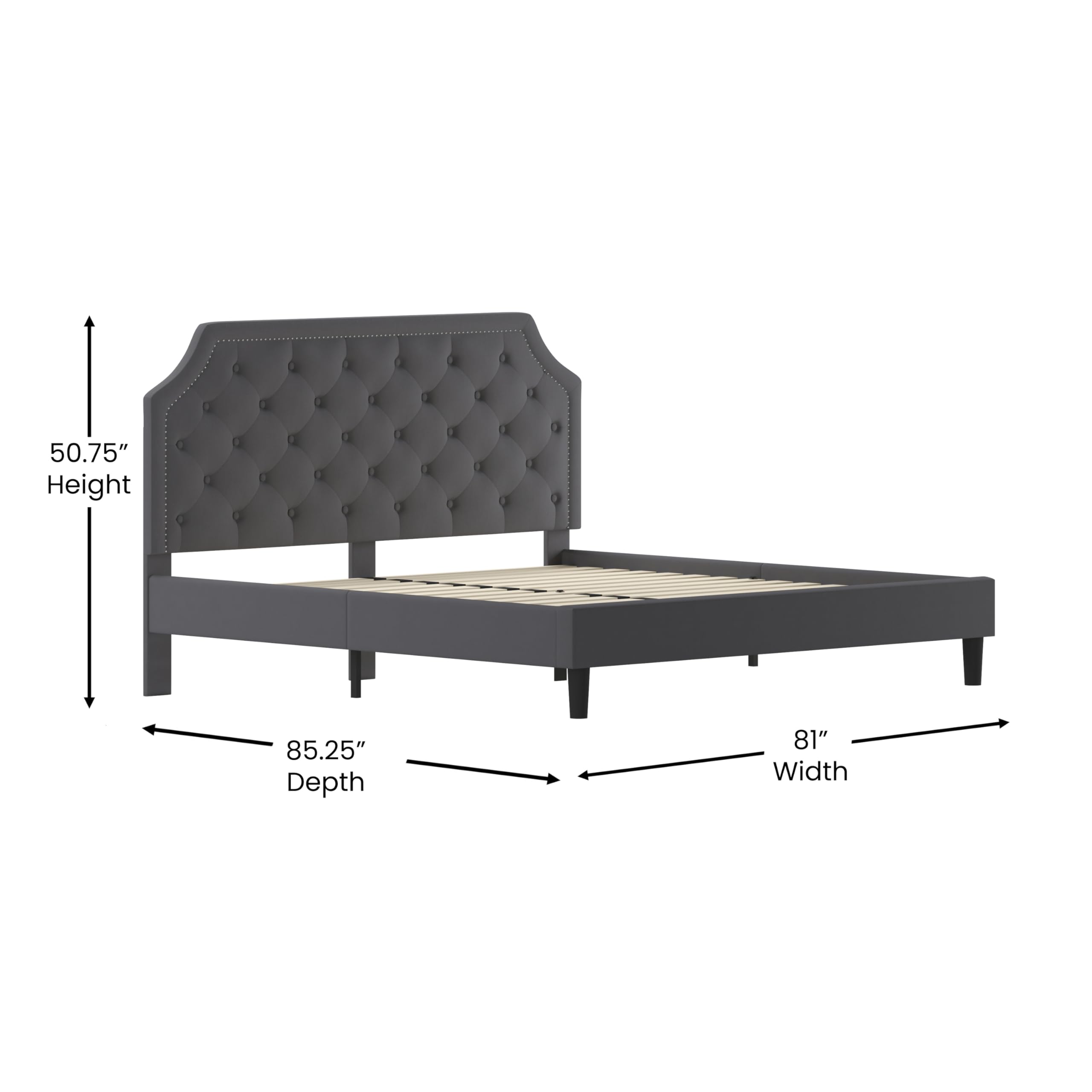Flash Furniture Brighton King Size Tufted Upholstered Platform Bed In Dark Gray Fabric