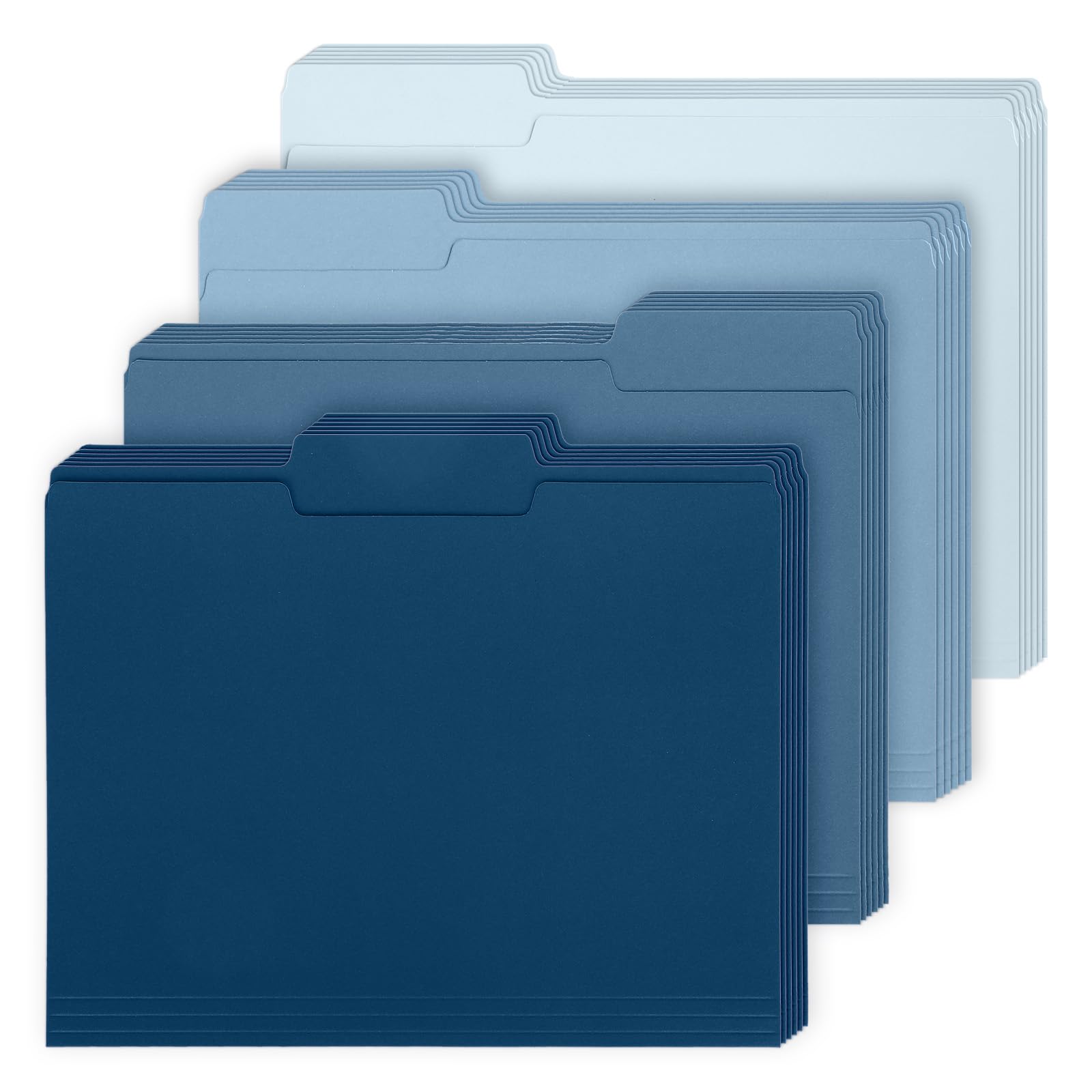Whaline 24 Pack Dusty Blue File Folders Letter Size 4 Colors Gradient Blue File Pockets With 1/3 Cut Tab For Home Office Classro