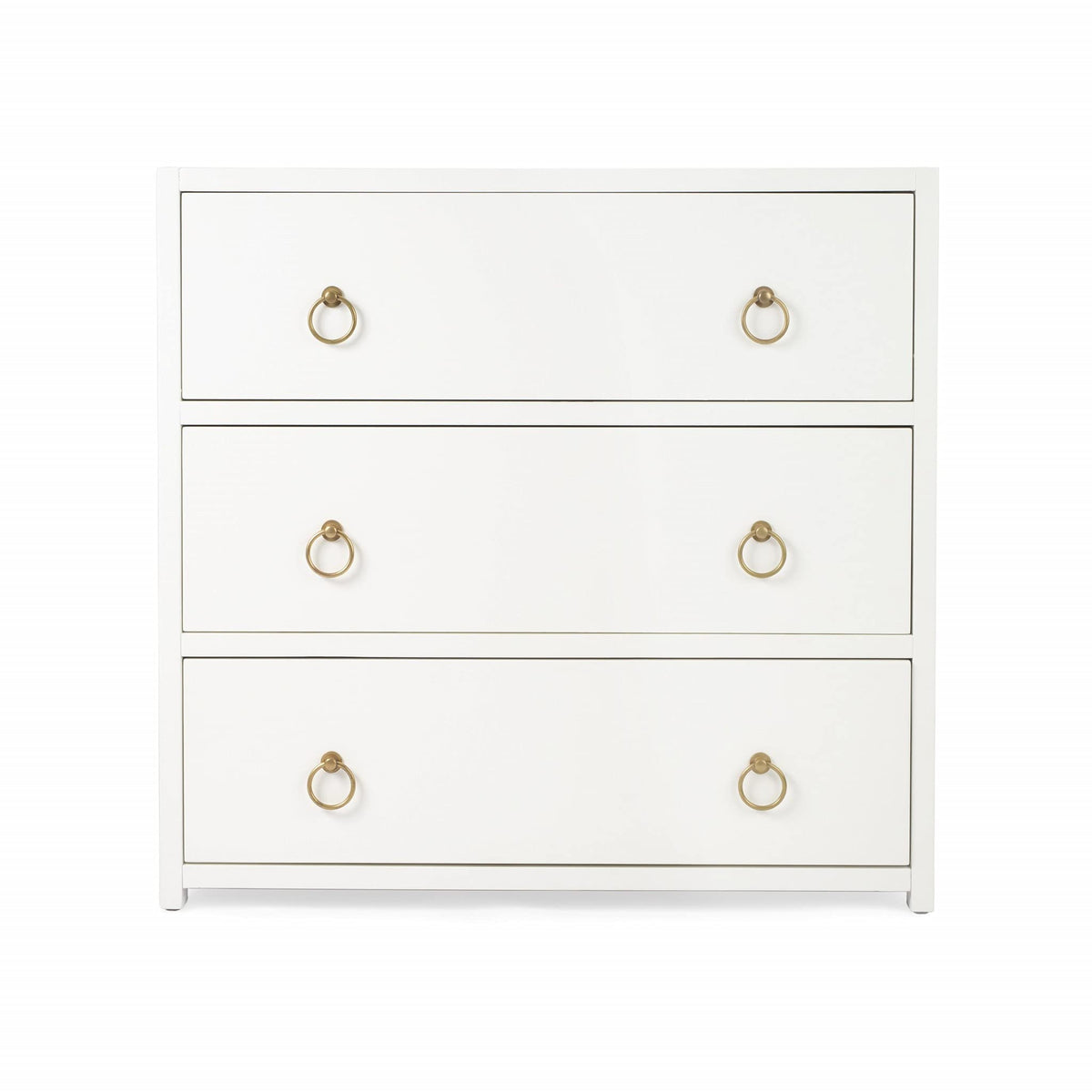 HomeRoots Acacia (Auriculiformis), Rubberwood Lark White 3 Drawer Chest