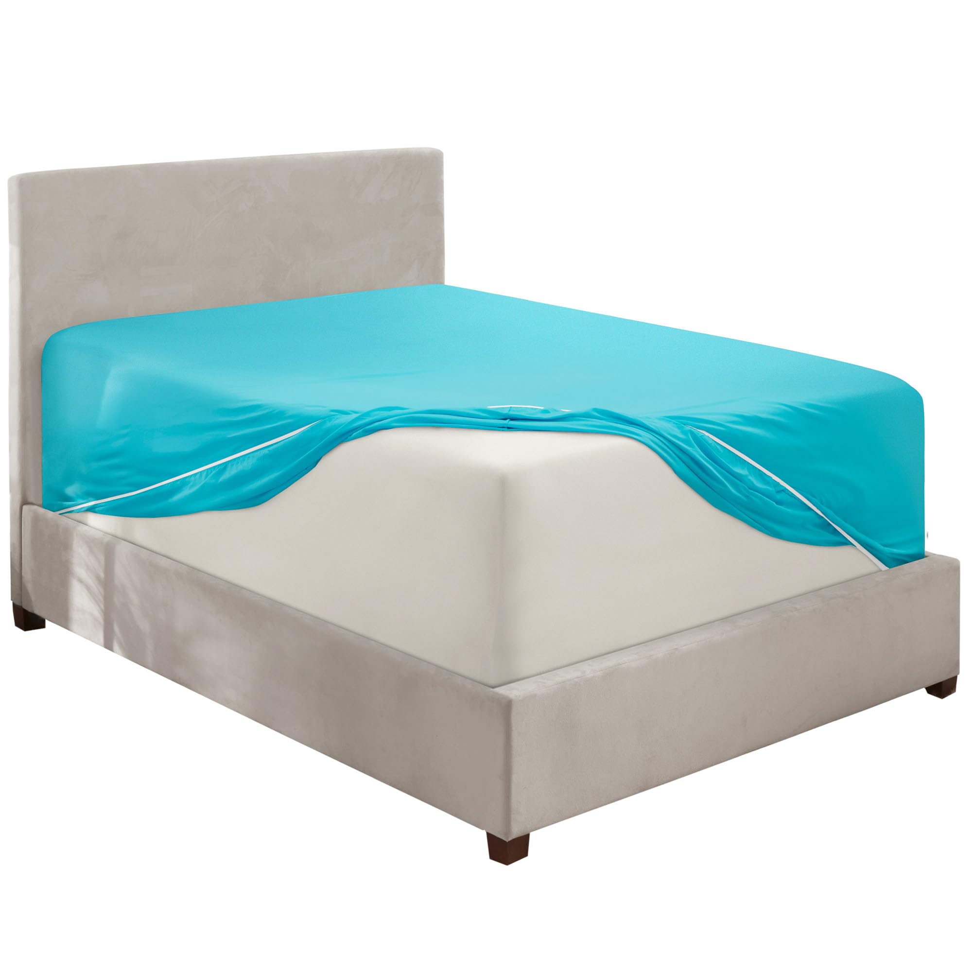 Hearth & Harbor Extra Deep Pocket King Fitted Sheet, Beach Blue Fitted Sheet King Size, 1800 Microfiber King Fitted Sheet Only, Soft King Bed Fitted Sheet Fits Up To 24 '' Mattress