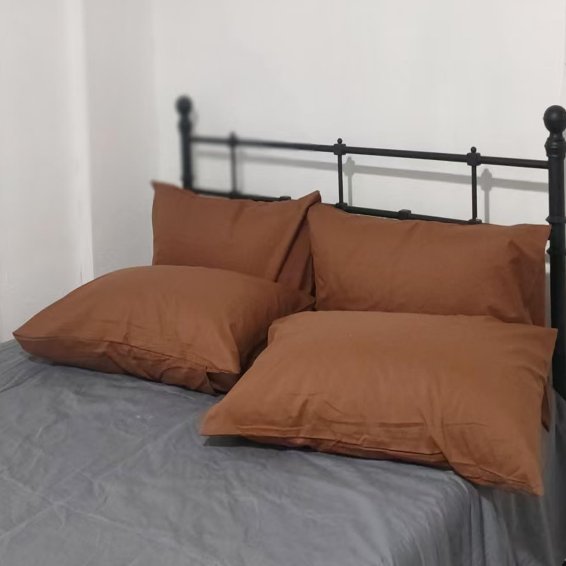 Premium Queen Pillowcases 4 Pack - Coffee Standard - Ultra Soft 1800 Thread Count Microfiber- Double Brushed - Allergies Free -