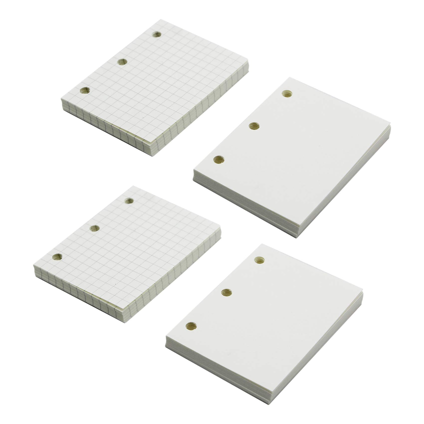 4 Pcs Mini 3-Ring Binder Covers Notebook Refiller Insert Paper,2 Blank Paper With 2 Lined Paper