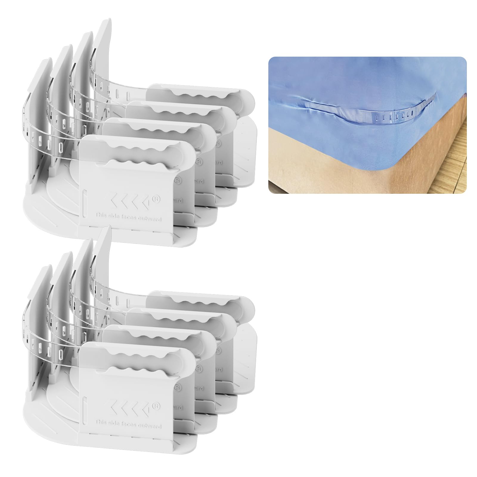 Jzla Pro 8Pcs Bed Sheet Holders Keep Sheets Tight Heavy Duty Lock Mattress Sheet Holder Corner Fitted Sheet Straps Fit All Mattr