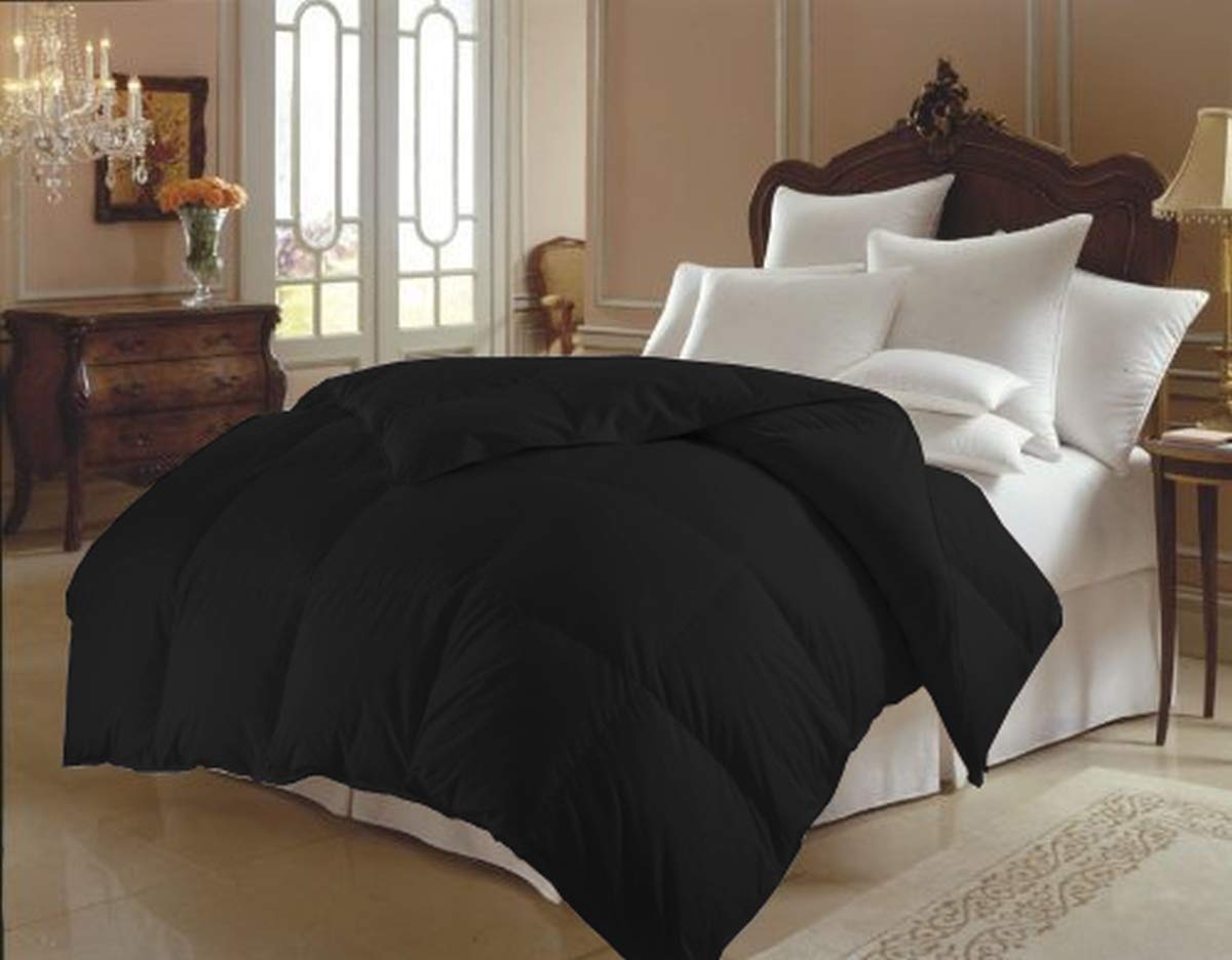 Elegant Comfort Luxury Down Alternative Comforter/Duvet Cover Insert, King Size, Black