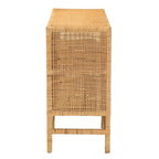 Baxton Studio Vivan Modern Bohemian Natural Brown Rattan And Mahogany Wood Storage Cabinet