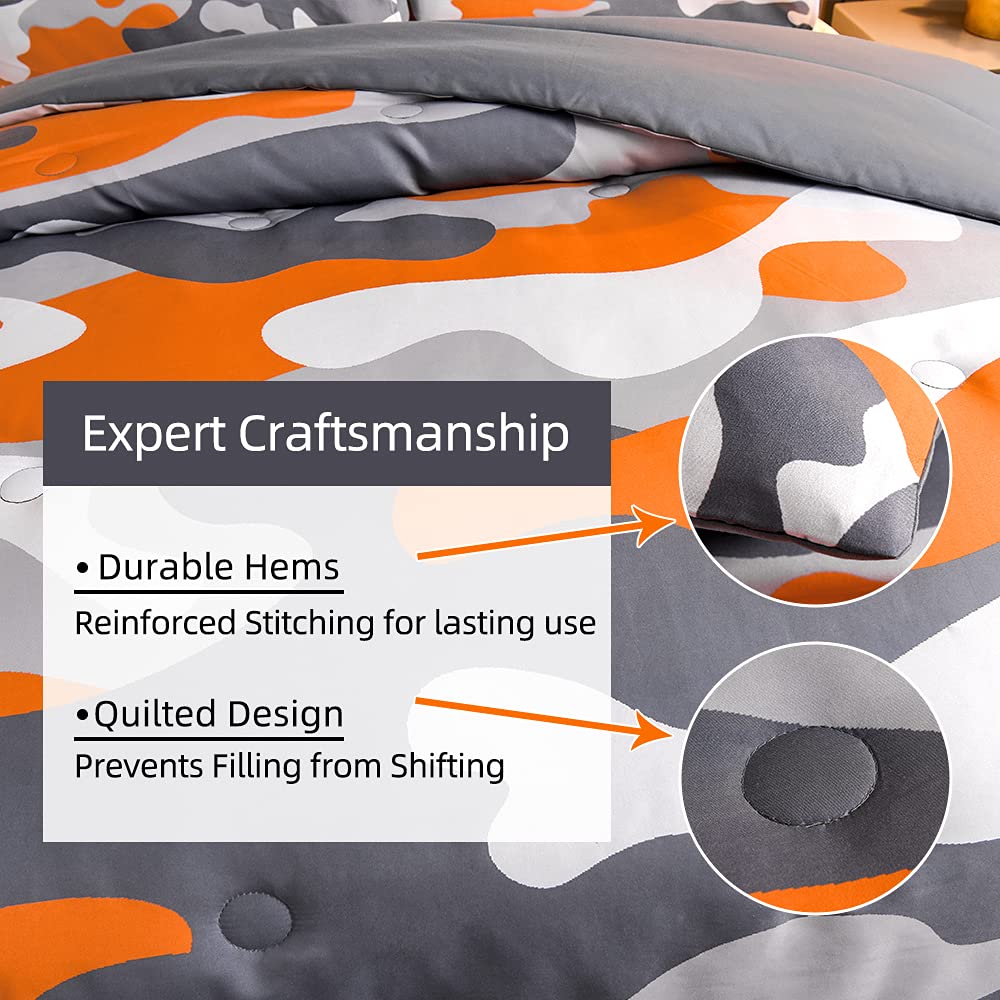 Meeting Story Kids Camo Bedding Set, Army Camouflage Bedding Twin Comforter Set For Boys Girls Teens Bedroom Decoration, 3Pcs (O