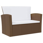 vidaXL Patio Sofa Set 8 Piece Poly Rattan Sectional Lounge - Brown, Cream White Cushions, Includes Tables, Sofas, and Chairs