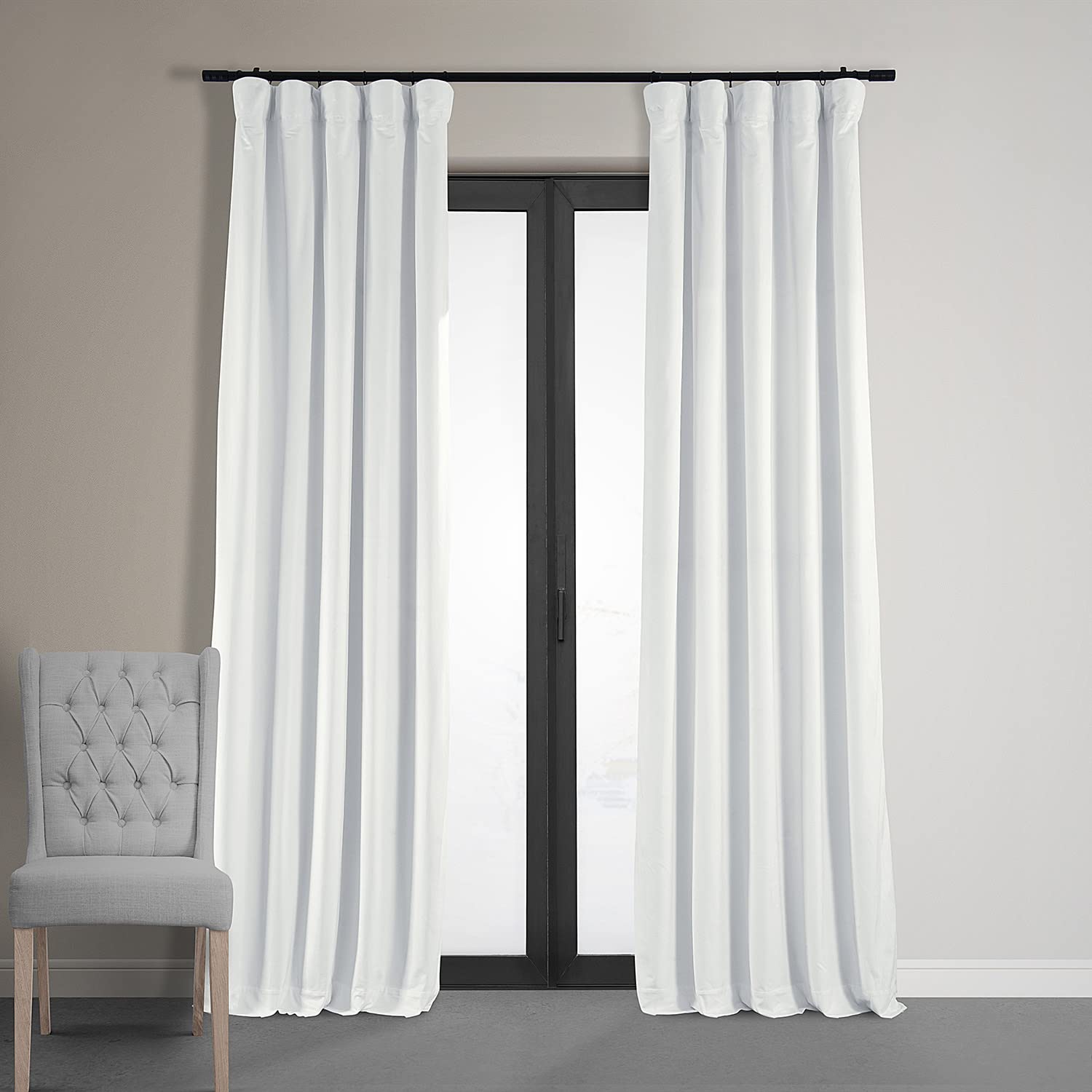 Hpd Half Price Drapes Signature Velvet Thermal Blackout Curtains For Living Room 120 Inch Long (1 Panel) Rod Pocket Insulated Blackout Curtains For Bedroom Window Curtains, 50W X 120L, Primary White