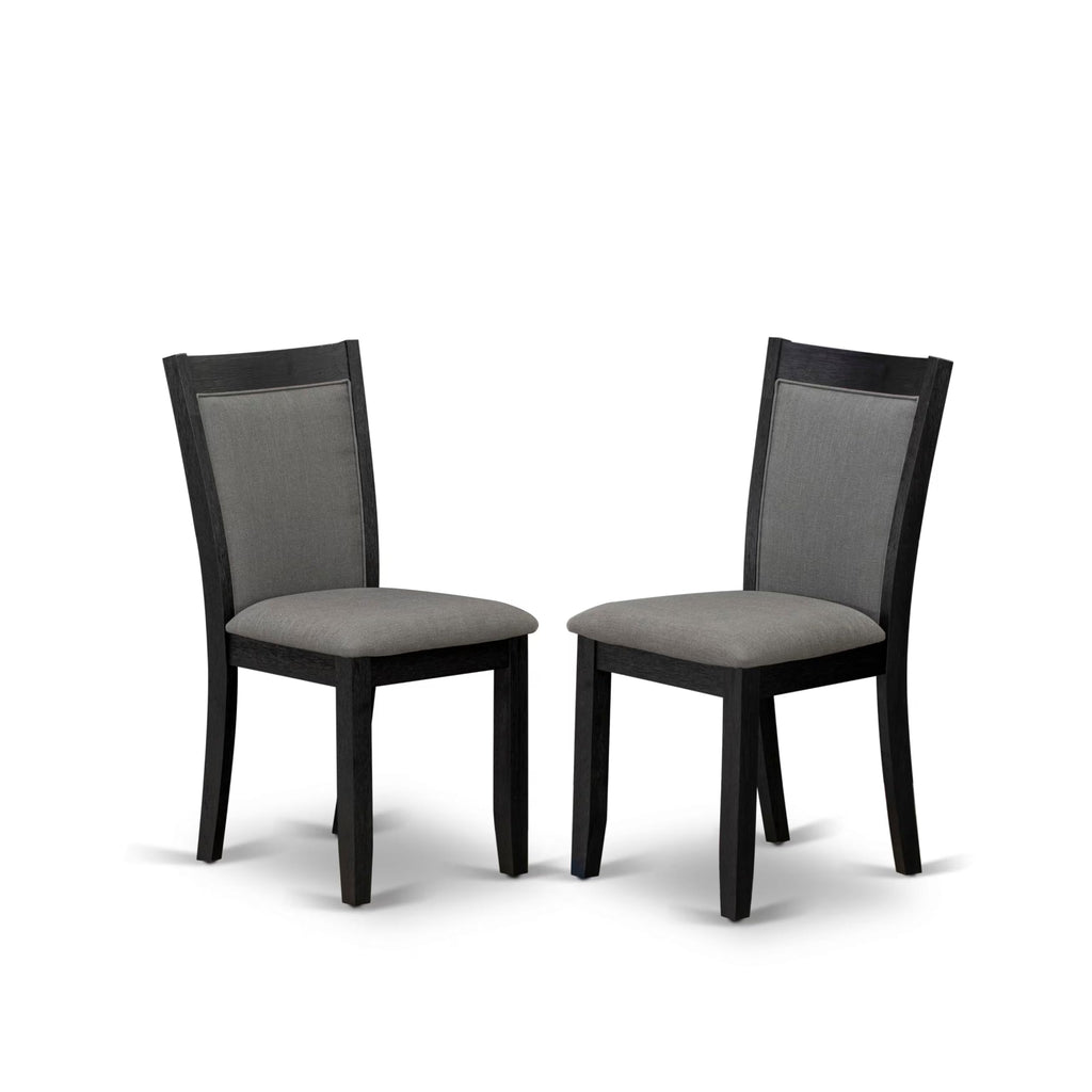 East West Furniture AMMZ5-AB6-06 5 Piece Dinette Set for 4 Includes a Round Kitchen Table with Pedestal and 4 Shitake Linen Fabric Upholstered Parson Chairs, 36x36 Inch, Wirebrushed Black