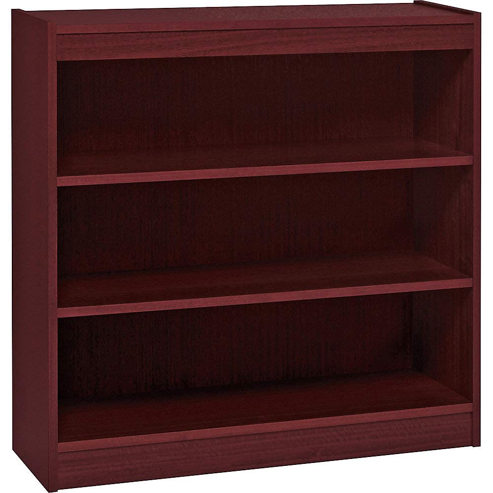 Lorell 3-Shelf Panel Mahogany Bookcase, 36&quot; x 12&quot; x 36&quot;