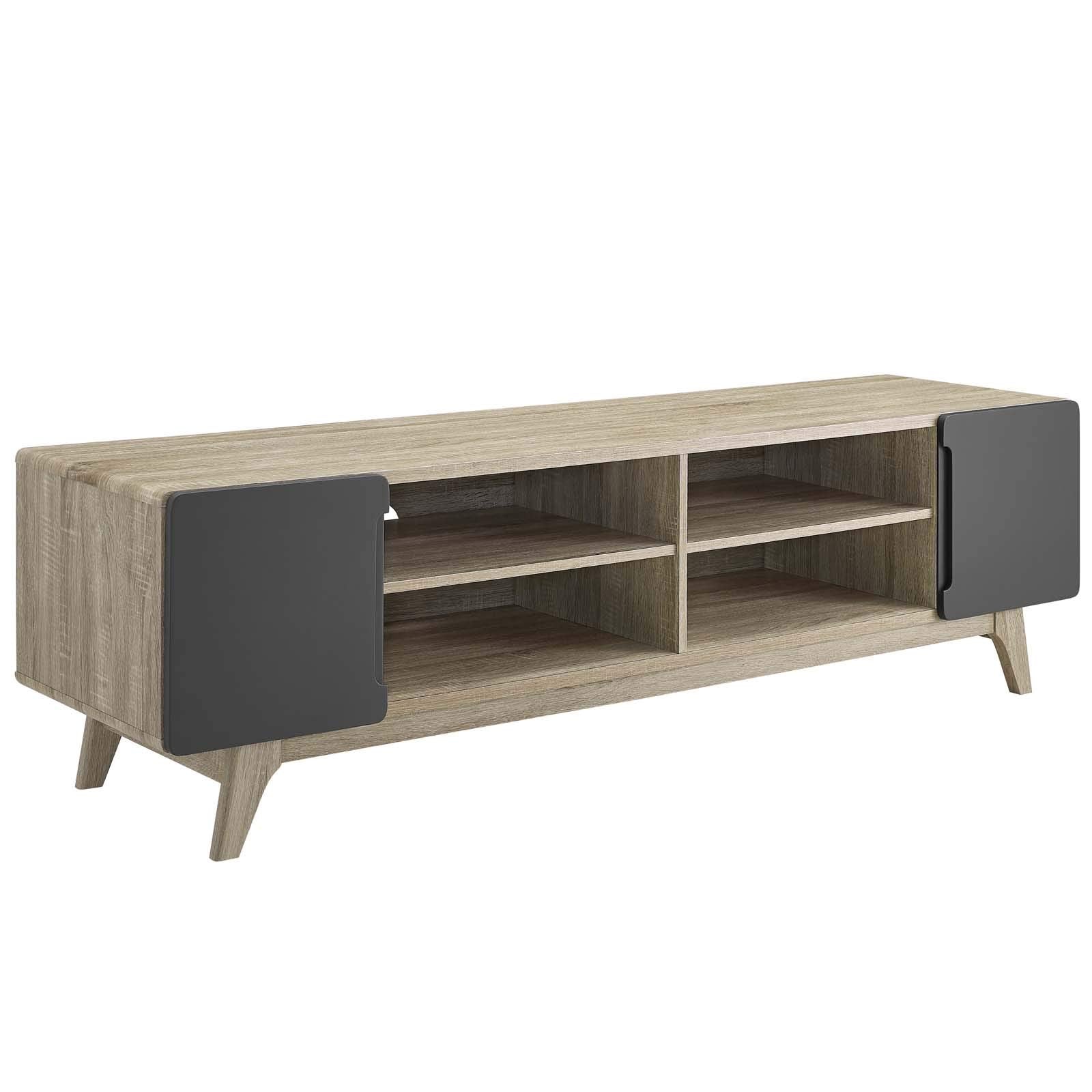 Modway Tread 70&quot; Mid-Century Modern Media Console Entertainment Tv Stand In Natural Gray