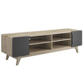 Modway Tread 70" Mid-Century Modern Media Console Entertainment Tv Stand In Natural Gray