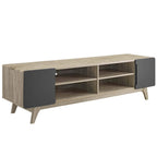 Modway Tread 70" Mid-Century Modern Media Console Entertainment Tv Stand In Natural Gray