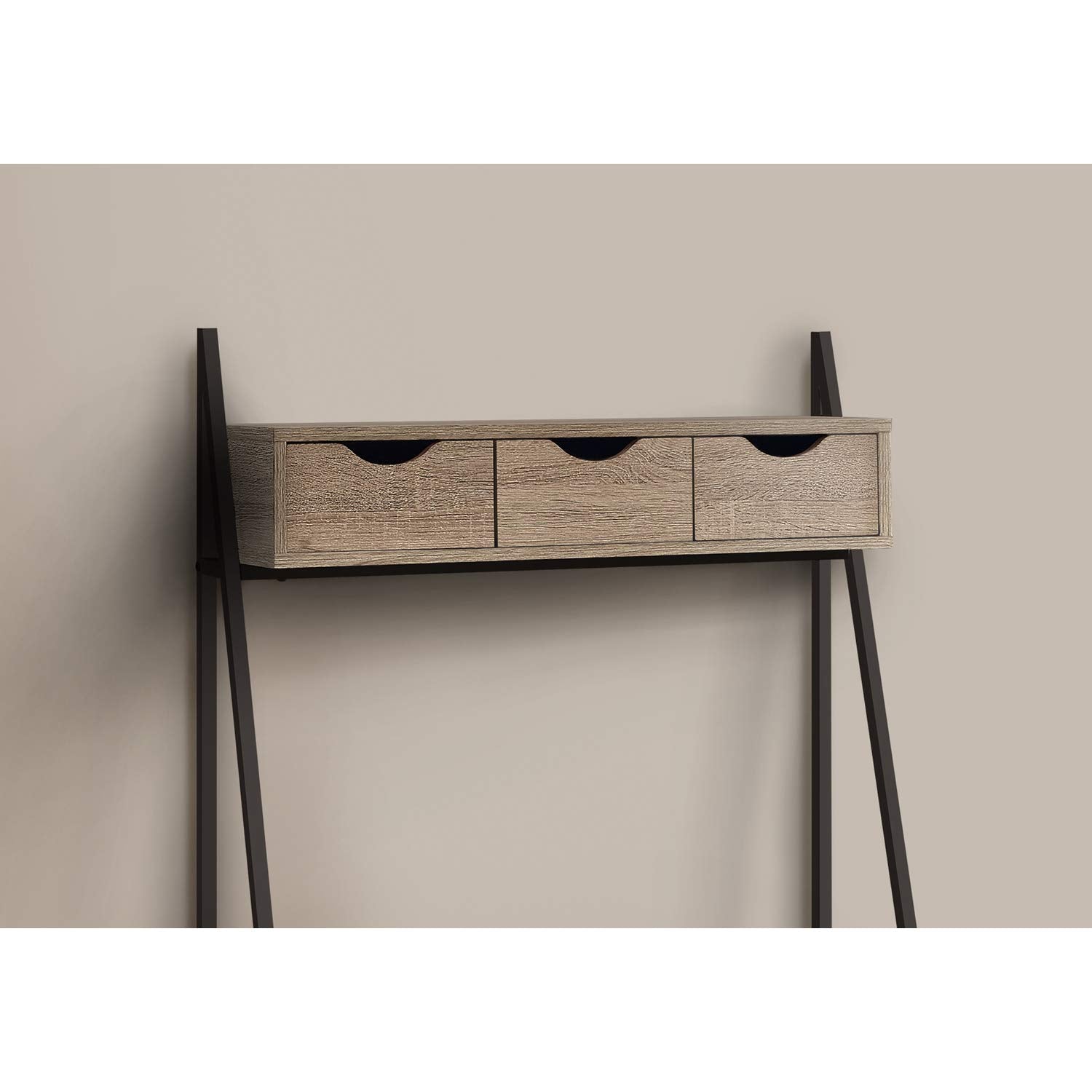 Monarch Specialties I 7332 Computer Desk, Home Office, Laptop, Leaning, Storage Drawers, 32&quot; L, Work, Metal, Laminate, Brown, Black, Contemporary, Modern