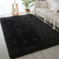KCHOWUA 5x8 Rug for Living Room Black Fluffy Rugs for Bedroom Aesthetic Plush Machine Washable Rug for Dorm Soft Shag Area Rugs 