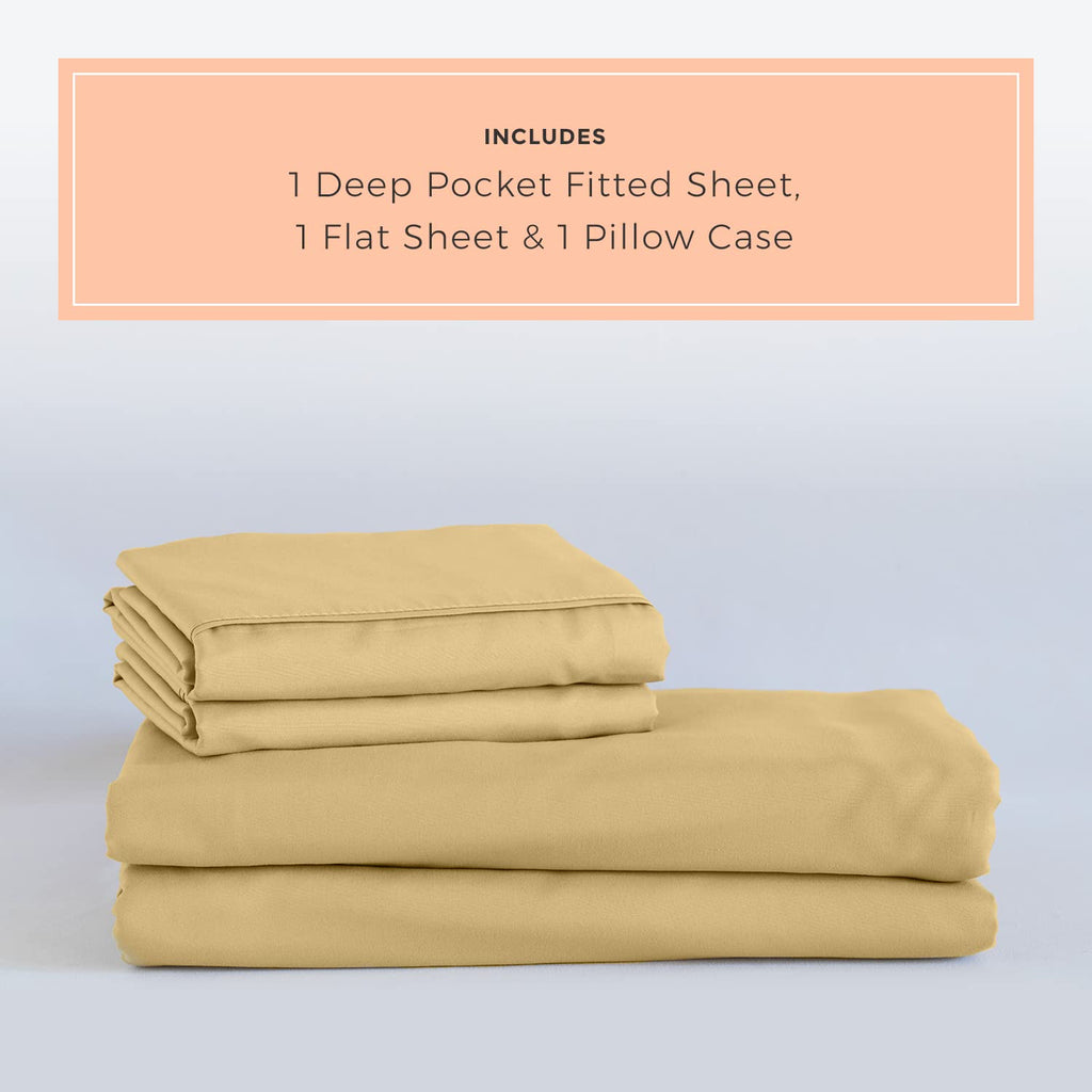 Peachskinsheets Harvest Gold Sheet Set - 1500Tc Level Of Softness - Extra Soft Cooling Sheets For Hot Sleepers And Night Sweats