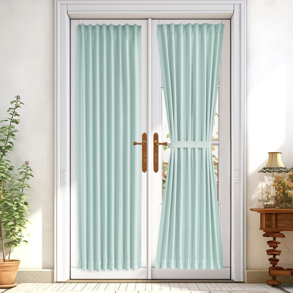 Vatge French Door Curtain Front Door Curtains for Glass Window,Sidelight Curtains for Front Door, 1 Panel, W25 x L72, Aqua