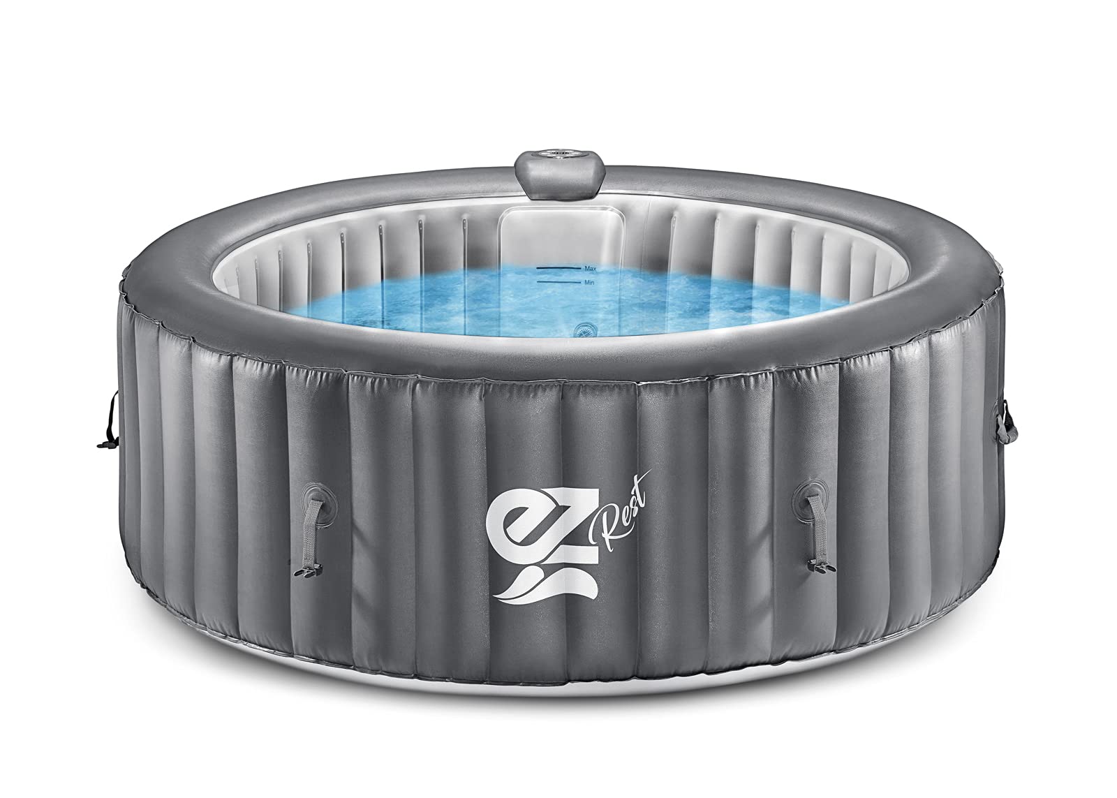 Serenelife Outdoor Portable Hot Tub - 71' X 25' 4-Person Round Inflatable Heated Pool Spa With 100 Bubble Jets, Filter Pump, C